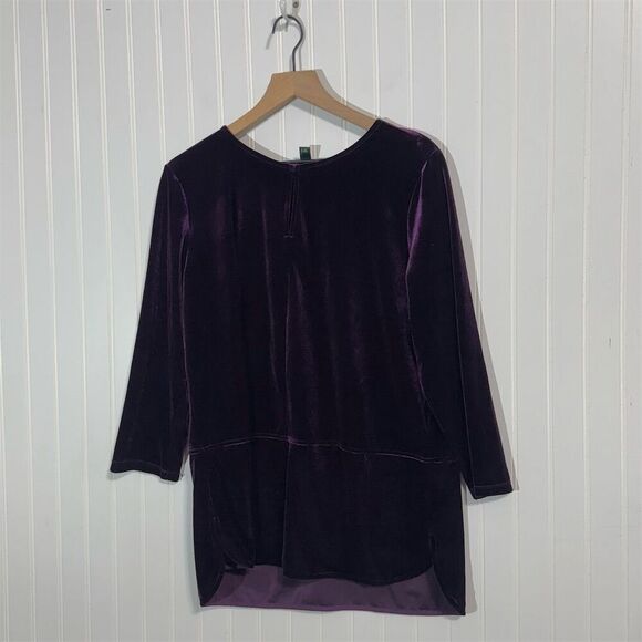 Lauren Ralph Lauren Velvet Tunic Top 1X Purple Stretch Plush Minimalist Luxe - Picture 1 of 9